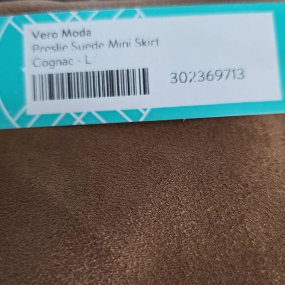 Vero Moda Women's Size Large Cognac Brown Preslie Faux Suede Mini Skirt - Picture 6 of 11